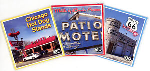 CHICAGO - 3 ViewMaster Reels - Hot Dogs, Lincoln Motel, Route 66  