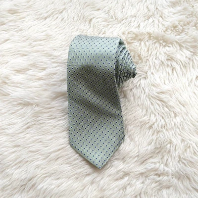 Nordstrom Mens Neck Tie Green Blue Dotted 100% Silk Foto 1 de 4