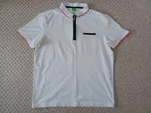 Camisa Polo HUGO BOSS Philix Para Hombre Blanca Cremallera Mediana PVP £129 Sin Usar RARA - Imagen 1 de 23
