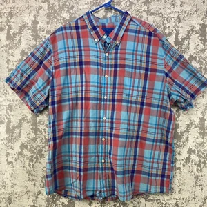 Saddlebred Easy Care Men's Button Down Shirt Short Sleeve Plaid Size 2XL Loud - Picture 1 of 18