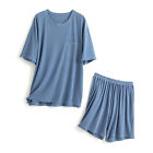 Pyjama Set für Damen Nachtwäsche Männer kurzärmelig Loungewear Shorts Set Heimanzug