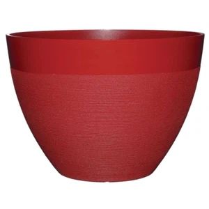 20 inch Red Resin Planter Pot Crank & Weather Resistant Minimalist Round Patio - Picture 1 of 5