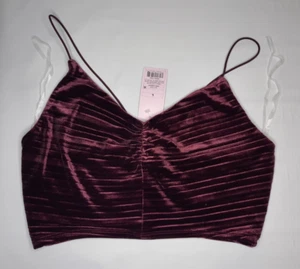 Wild Fable Purple Women's Size Large Slim Fit Cinched Front Velvet Tiny Tank Top - Picture 1 of 2