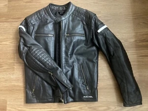 RICHA Leather Motorcycle Jacket, Dark Brown Size UK38/S Café Racer Vintage - Picture 1 of 9