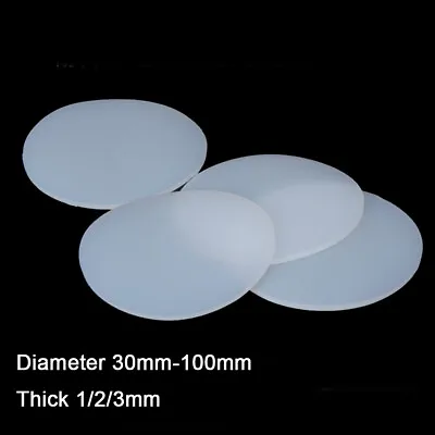 White Round Silicone Rubber Sheet Seal Gasket Diameter 30mm-100mm Thick 1/2/3mm • 1.50£