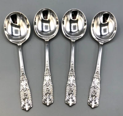Milburn Rose by Westmoreland Sterling Silver set of 4 Gumbo Soup Spoons 6 7/8" - Image 1 of 4