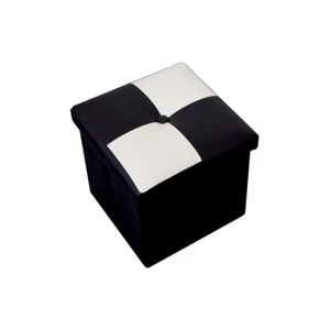Puff Sgabello Baule Bianco Nero Cubo Design Moderno 30x30x30 - Foto 1 di 7