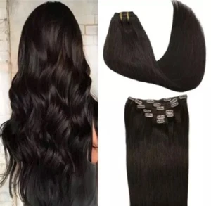 GOO GOO Hair Extensions 15 Inch Clip Dark Brown 7pcs Straight Natural Soft F11 - Picture 1 of 5