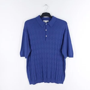 John Smedley Men's Size XXL (Fits XL) Blue Argyle Sea Island Cotton Polo Shirt - Picture 1 of 10