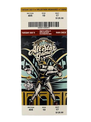 2002 MLB ALL STAR GAME MILLER PARK MILWAUKEE TIE GAME TICKET STUB 7/9/02 Cover
