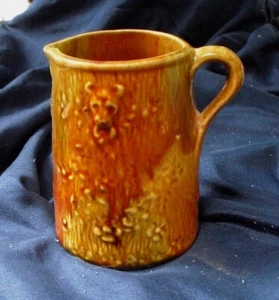 4-1/2" YELLOW WARE POTTERY CREAMER with Cow and Bull FACE - Picture 1 of 3