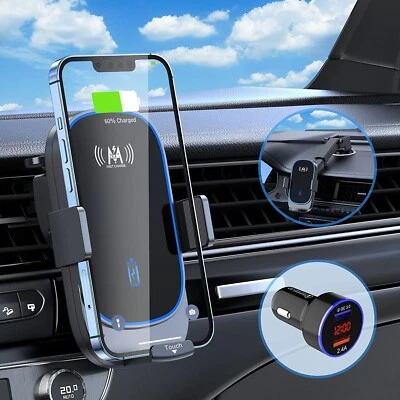 KKM Supporto Porta Telefono Ricarica Rapida Wireless 15W Caricabatteria da Auto - Immagine 1 di 4
