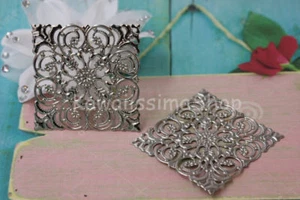 2 pz Filigrana forma quadrata colore argento per creare bijoux misura 5 cm - Picture 1 of 1