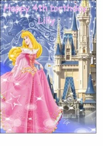 A4 Princesa y castillo pastel de guinda personalizado con cualquier mensaje. - Imagen 1 de 1