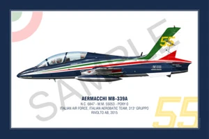 Aermacchi MB-339A Squadron Print - Poster 30x45- Italian AF "Frecce Tricolori" - Foto 1 di 1
