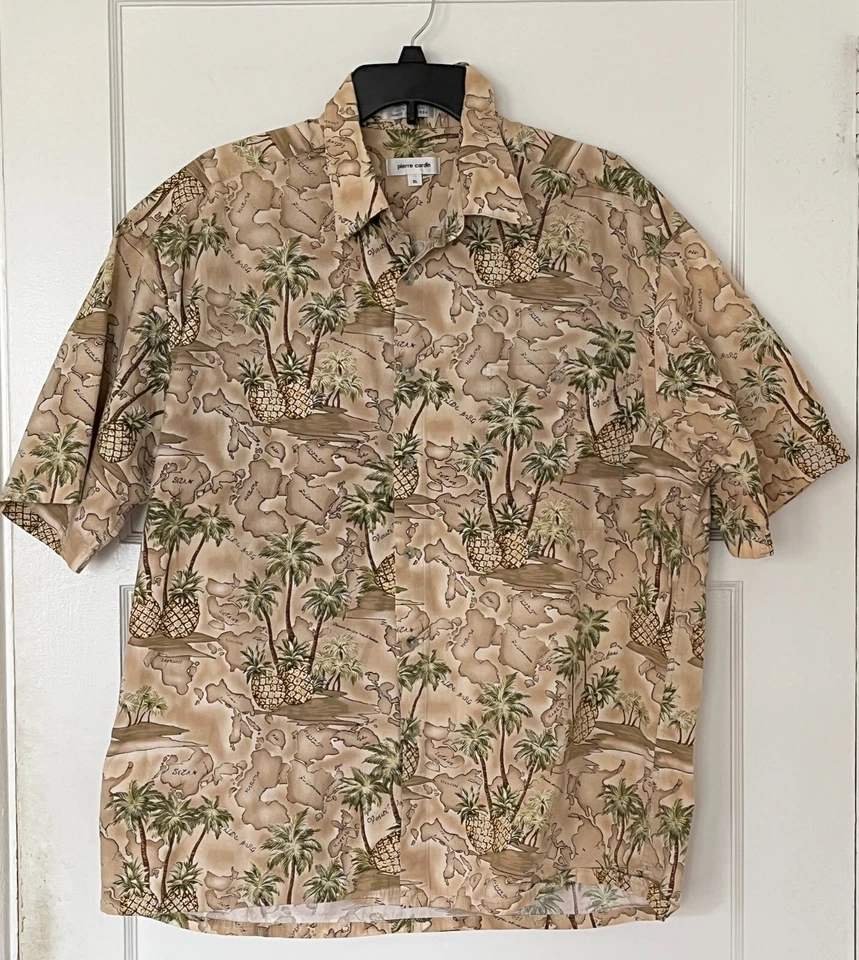 Camisa Estilo Hawaiano - Mapa Isla y Estampado Floral - Talla XL Foto 1 de 4
