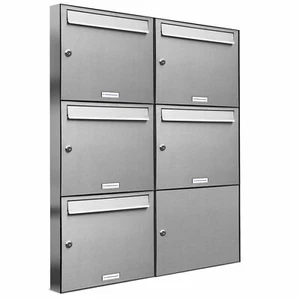 5er Premium V2A Edelstahl Briefkasten Anlage Außen Wand Design Postkasten 2x3 - Bild 1 von 4