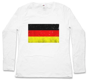 DEUTSCHE FLAGGE VINTAGE LOGO DAMEN LANGARM T-SHIRT BRD Germany Retro DDR - Bild 1 von 1