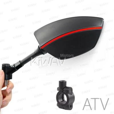 KiWAV Espejos Negros con Redline con Barra Clip Negro 7/8" 22mm para ATV ε Foto 1 de 4