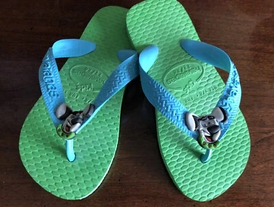 Chanclas Havaianas Niños Azul/Verde Perro Talla 23/24 Niño 4/4.5 Nuevas Foto 1 de 4
