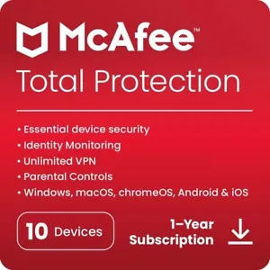 McAfee Total Protection Antivirus 2024 10 Devices 1 Year 5 Minute EMAIL Delivery