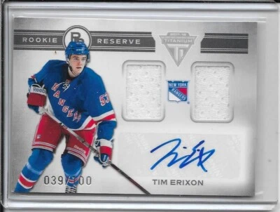 2011-12 Titanium Tim Erixon Rookie Reserve Dual Jersey Auto # 19 #d/100 - Image 1 of 2