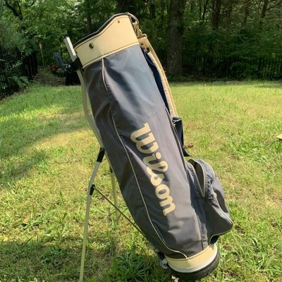 WILSON MADE IN USA GOLF BAG Stand - 3 WAY- Canvas Nylon - VERY RARE Vtg 70s 80s - Image 1 of 4