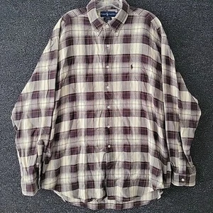 Ralph Lauren Shirt Men XL Red Blue Plaid Button Up Blake Tartan Flannel - Picture 1 of 8