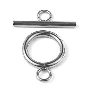 Stainless Steel Clasps & Toggles Silver Round 14x19mm Pack Of 4 - Picture 1 of 1