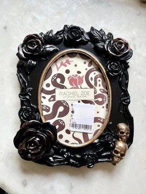 Rachel Zoe Halloween Gothic Black Frame with Bronze Gold Accent Skulls & Roses - Image 1 of 4