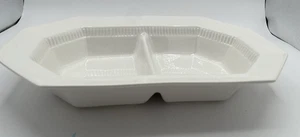 Independenc Classic White Ironstone Octagon Divided Vegetable Bowl Ribbed Center - Picture 1 of 9