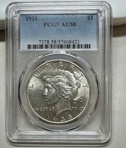 1935 PEACE DOLLAR PCGS AU58 BETTER DATE - Picture 1 of 4