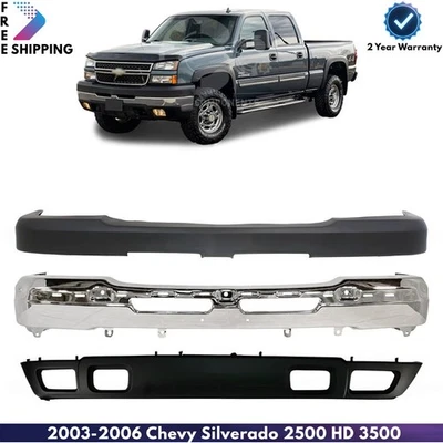 Front Bumper Chrome & AirDam Kit For 2003-2006 Chevy Silverado 2500 HD 3500 Hd Foto 1 de 4