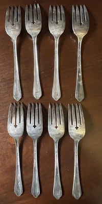 Placa Tudor JUNHO BERÇÁRIO Oneida placa comunitária 8 peças garfos talheres 1932 - Imagem 1 de 4