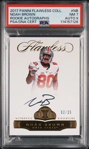 2017 Panini Flawless Collegiate Rookie Autographs /25 Noah Brown PSA 7 NM AUTO 9 - Picture 1 of 2