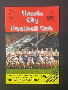 1987/88 LINCOLN CITY V CREWE ALEXANDRA 14-11-1987 FA CUP 1ST ROUND - Picture 1 of 1