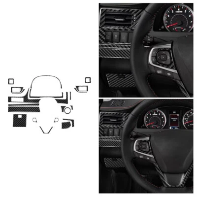 Juego de molduras de marco de calcomanía de volante de fibra de carbono para Toyota Camry 2015-2017 Foto 1 de 4