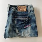 Chisel Distressed Tie Dye Denim Jeans Straight Womens Size 12 Blue Casual Style