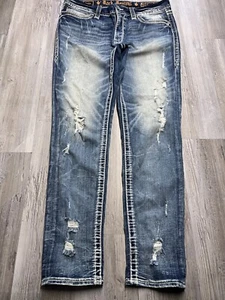 Rock Revival Jeans Iselin Skinny Gr. 31 Faux Flap Pocket Distressed Denim Y2K - Bild 1 von 18