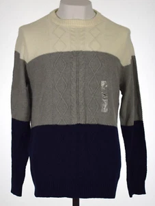 Club Room Mens Navy Blue Colorblocked Cable Knit Sweater XL - Picture 1 of 2