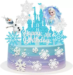 Frozen Castle Birthday Cake Topper, Winter Princess Birthday Supplies Snowflake - Picture 1 of 12