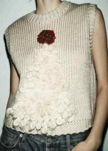 Gilet Zara in maglia per albero di Natale taglia M ecrù Rif: 0021/131 - Foto 1 di 4