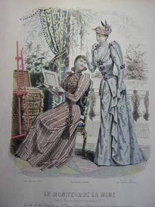 59/ GRAVURE DE MODE " Moniteur de la Mode Paris 1891 ". Grand format 36x26 - Picture 1 of 3