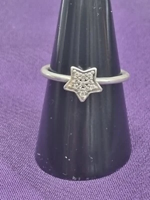 Genuine Pandora Silver Clear Pave Star Stackable Ring. 190891cz Size 56 Mint - Image 1 of 4