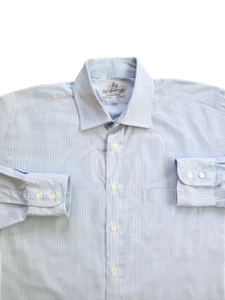 Howie & Hudson Dress Shirt L/s Mens 16.5 (42 EU) Wht/Blue Thin Stripe Cotton Euc - Picture 1 of 5