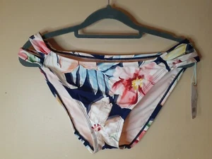 Kona Sol™ - Women's Double Tab Modern Coverage Hipster Bikini Bottom - Floral L - Picture 1 of 3