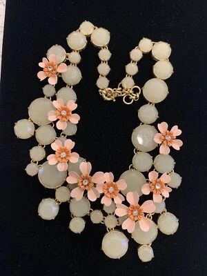 J Crew pink and beige floral statement necklace - Image 1 of 3