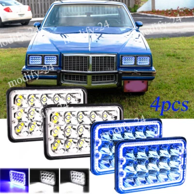 Fit Pontiac Grand Prix 1976-1987 4PCS 4x6" LED Headlights Hi/Lo DRL Turn Lamps - Image 1 of 4