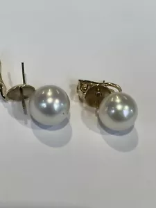 South Sea Pearls 14.3mm 14k Clip on Earrings.with posts - Picture 1 of 11