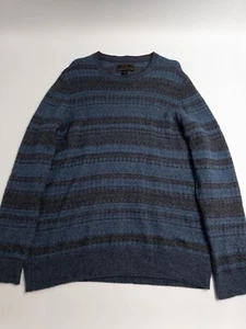 Jos A Bank Sweater Mens XL Black Blue Striped Wool Blend Pullover Sweatshirt - Picture 1 of 8